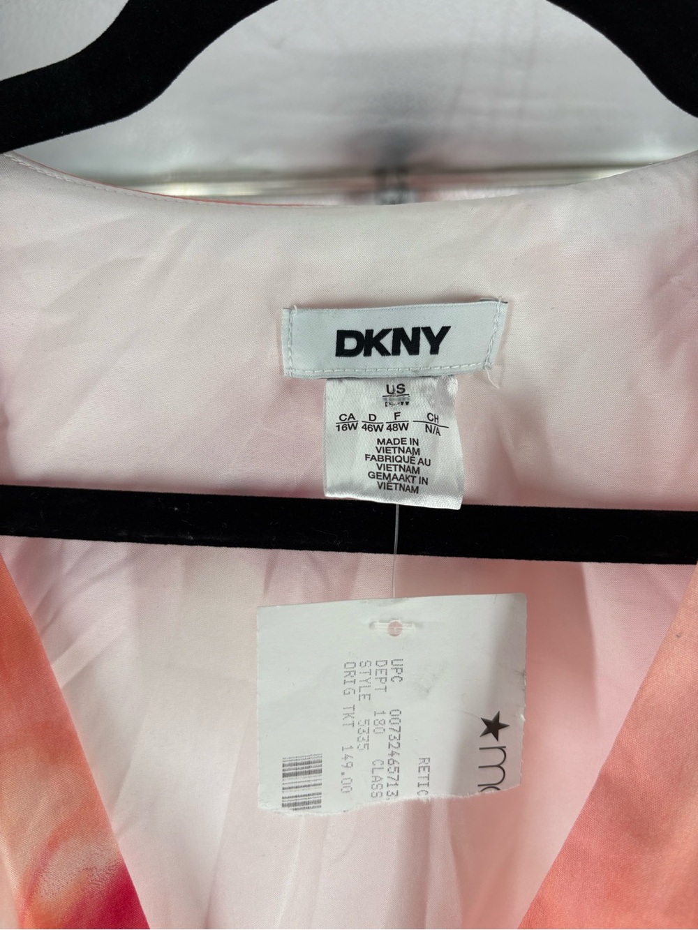 New DKNY Coral and White Watercolor Wrap Dress size 10 W - Picture 4 of 4
